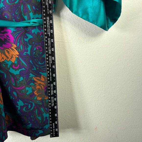 Victorias Secret Gold Label womans Floral Robe One Size teal purple pink green - Picture 8 of 11